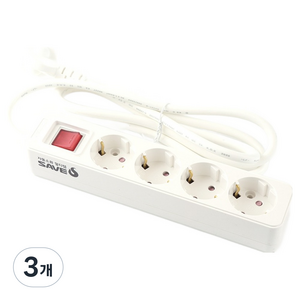 세이브에스 자동소화 멀티탭 일반형 4구 FKM-0024N, 1.5m, 화이트, 3개