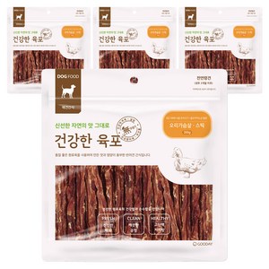 굿데이 강아지 건강한 육포, 오리가슴살 스틱, 300g, 4개