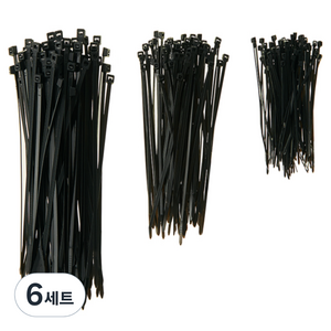 코멧 홈 고강도 PA66 케이블타이 대 100개 + 중 100개 + 소 100개, 블랙, 6세트