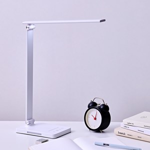 지노바 독서 책상 타이머 색상 밝기 조절 무선 LED 스탠드, 화이트