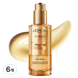 로레알파리 엑스트라오디네리 모이스처 리브 인 밀크 헤어오일, 6개, 90ml