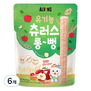 엘빈즈 유아용 츄러스 롱뻥 STEP1, 사과맛, 30g, 6세트