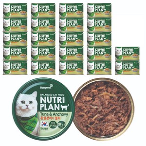 동원뉴트리플랜 고양이 간식캔, 혼합맛(흰살참치/멸치), 160g, 24개