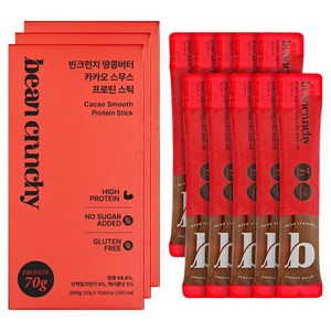 빈크런치 땅콩버터 카카오 스무스 프로틴 스틱 10p, 200g, 3개