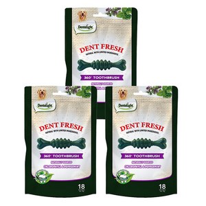 덴탈라이트 덴탈 프레쉬 360도 칫솔 강아지 덴탈껌, 입냄새 제거, 150g, 3개