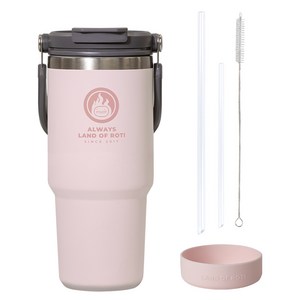 로티캠프 로텀 대용량 손잡이 스텐 보온 보냉 빨대 텀블러, 베이비핑크, 750ml, 1개