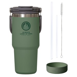 로티캠프 로텀 대용량 손잡이 스텐 보온 보냉 빨대 텀블러, 포레스트그린, 750ml, 1개
