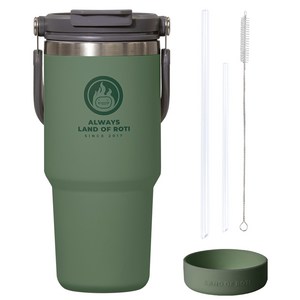 로티캠프 로텀 대용량 스텐 빨대 손잡이 보온 보냉 텀블러, 포레스트그린, 900ml, 1개