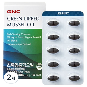 GNC 초록입홍합오일 18g, 2개, 60정