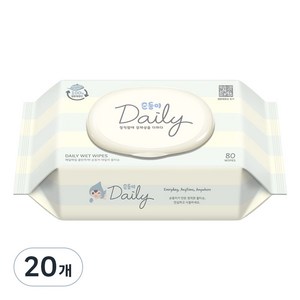 순둥이 데일리 물티슈 캡형, 45g, 80매, 20개