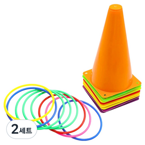 스투피드 비에이비오 고리 던지기 파티 게임 스포츠 콘 6p + 컬러 링 10p 세트, 랜덤발송, 2세트