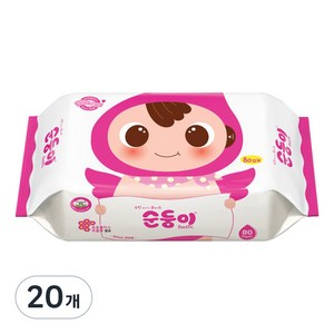 순둥이 베이직 유아물티슈 리필형, 55g, 80매, 20개