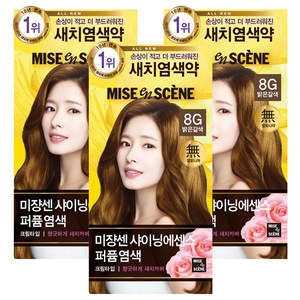 미쟝센 샤이닝 에센스 새치전용 염색제, 8G 밝은갈색, 3개