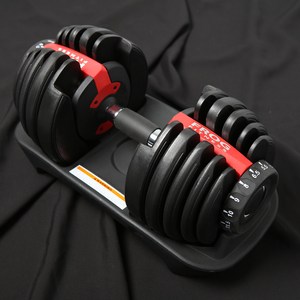 플러그피트니스 다이얼 무게조절 덤벨, 24kg, 1개, Black