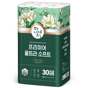 한예지 3겹 프리미어 울트라 소프트 화장지, 30m, 30롤, 1개