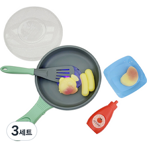 플레이맥스 작동하는 주방놀이 프라이팬, 혼합색상, 3세트