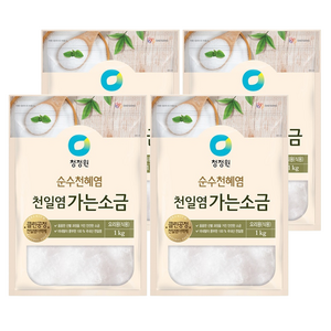 청정원 천일염 가는 소금, 1kg, 4개