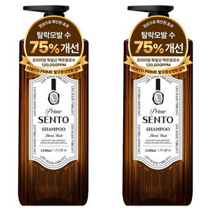 센토 프라임 12만PPM 맥주효모 탈모완화 단백질 두피케어 볼륨샴푸 플로럴 머스크향, 2개, 1.1L
