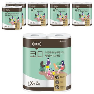 코디 행복이 사사삭 천연펄프 키친타올, 2롤, 6개