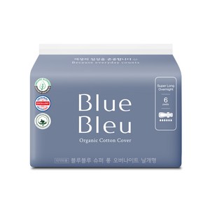 블루블루 유기농 순면커버, 오버나이트, 6개입, 1개