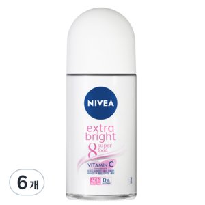 니베아 데오드란트 롤온 엑스트라 브라이트, 50ml, 6개