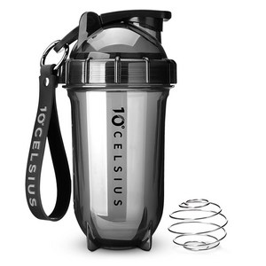 10도씨 불릿 트라이탄 쉐이커 보틀 + 스트랩 + 블렌더 볼, 1개, 500ml, 오닉스 블랙