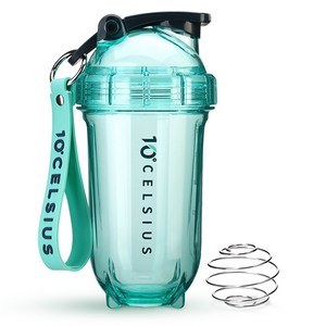 10도씨 불릿 트라이탄 쉐이커 보틀 + 스트랩 + 블렌더 볼, 1세트, 500ml, 제이드
