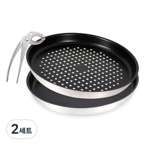 하트만 바베큐팬 + 캠핑팬 + 다용도 집게 세트, 혼합색상, 2세트