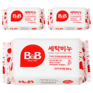비앤비 유아의류용 세탁비누 아카시아향, 200g, 3개