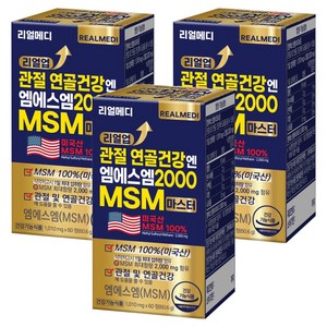 리얼메디 리얼업 관절 연골 건강엔 엠에스엠 2000 MSM 마스터 60.6g, 3개, 60정