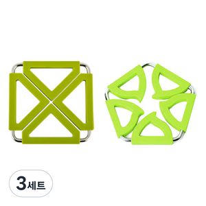 듀얼 냄비 받침대 2p 사각 그린세트, 사각 그린, 오각 그린, 3세트