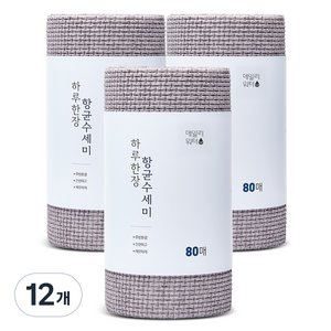 데일리워터 일회용 수세미, 그레이 브라운, 80개입, 12개