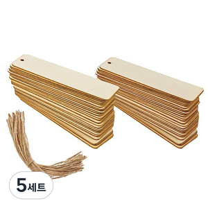 코히모 공백 나무 북마크 공예 책갈피 50p + 마끈 50p 세트 4W183, 혼합색상, 5세트