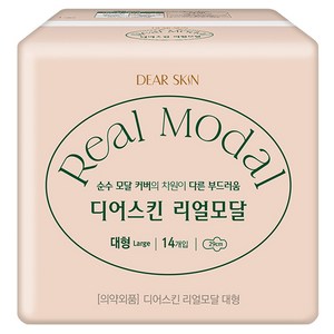 디어스킨 리얼모달 생리대 날개형, 대형, 14개입, 1개