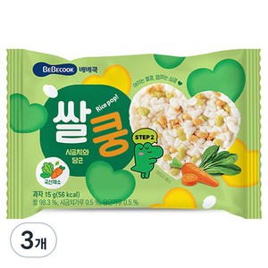 베베쿡 쌀쿵 시금치와 당근, 혼합맛(시금치/당근), 15g, 3개