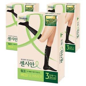 센시안 워크 동국제약 의료기기 압박 반스타킹 블랙, 3개, 종아리/무릎형