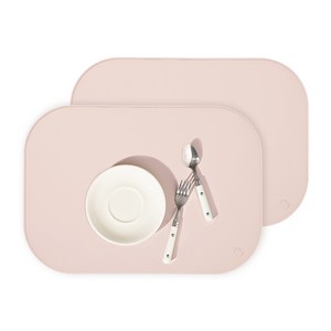 하루의공간 라운드 실리콘 식탁 매트, 연핑크, 43 x 30cm, 2개