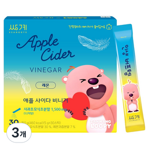 쌍계명차 잔망루피 애플사이다비니거 레몬, 5g, 3개, 30개입