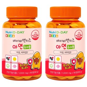 뉴트리디데이 베이비앤키즈 아연 츄어블 90g, 90정, 2개