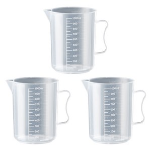 리빙메이커 BPA FREE 다용도 튼튼한 플라스틱 계량컵 비커 1L, 3개