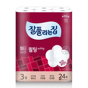 잘풀리는집 퀄팅 3겹 화장지, 30m, 24개입, 1개