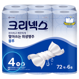 크리넥스 빨아쓰는 위생행주 블루, 72매, 6개 골드박스 특가