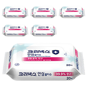 크리넥스 안심 물티슈 휴대용, 4.644g, 20매, 6개