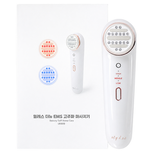 밀레스 듀얼샷 고주파 EMS 갈바닉 얼굴 마사지기 뷰티디바이스, UK101B, 펄화이트