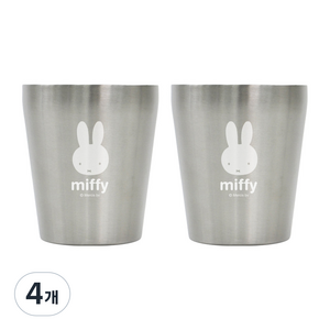키친유 유아용 미피 스텐 304 이중컵, 실버, 4개, 250ml