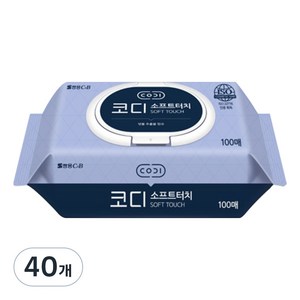 코디 소프트터치 물티슈 캡형, 35g, 100매입, 40개