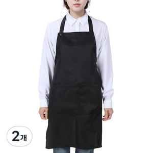 티팜 목걸이형 폴리 라이트 앞치마, 블랙, 2개