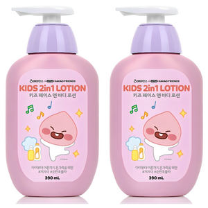베비언스 리틀카카오프렌즈 키즈 페이스 앤 바디 로션 어피치, 390ml, 2개