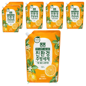 퐁퐁 천연 오렌지 오일 담은 주방세제 리필, 1.2L, 6개