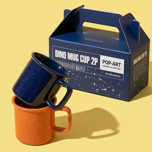 로얄보덴 루디 머그컵 300ml x 2종 세트, 오렌지, 네이비블루, 1세트